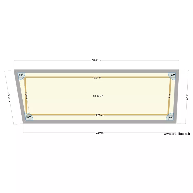 bowling. Plan de 1  et 29 m²