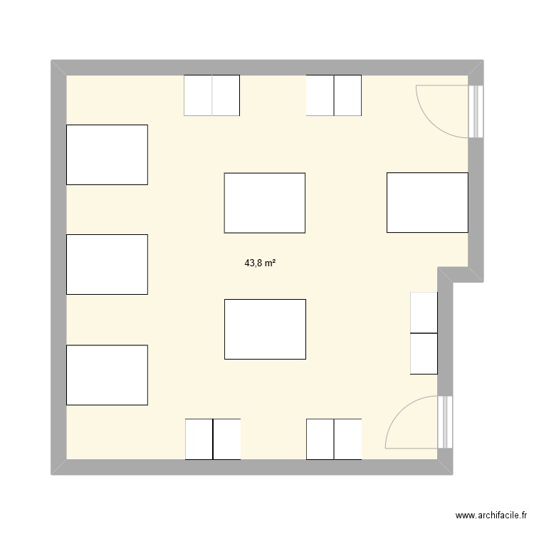 Etude Bat 12 12-015. Plan de 1 pièce et 44 m2