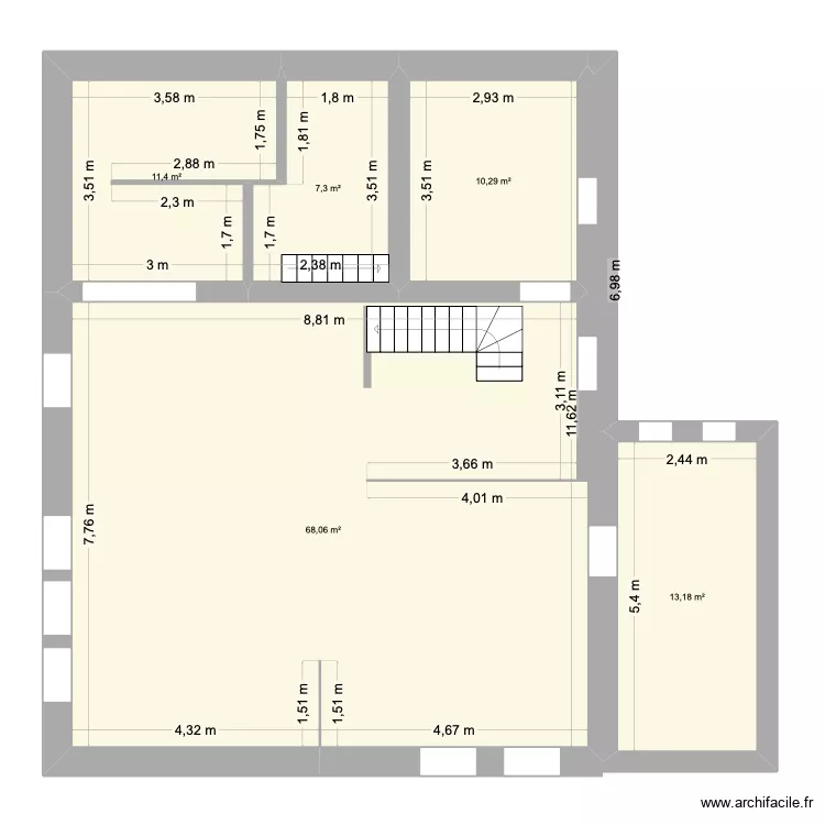 MAISON MONETEAU RDC. Plan de 5 Pièces et 110 m² MAISON MONETEAU RDC. Plan de 5 Pièces et 110 m²