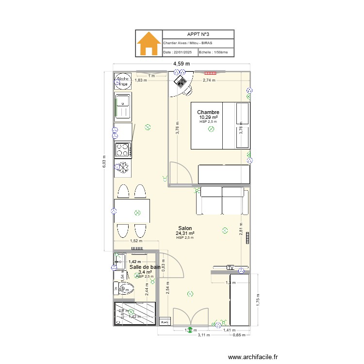 APPART N°3 AVEC AMENAGEMENT ELEC. Plan de 0 pièce et 0 m2 APPART N°3 AVEC AMENAGEMENT ELEC. Plan de 0 pièce et 0 m2