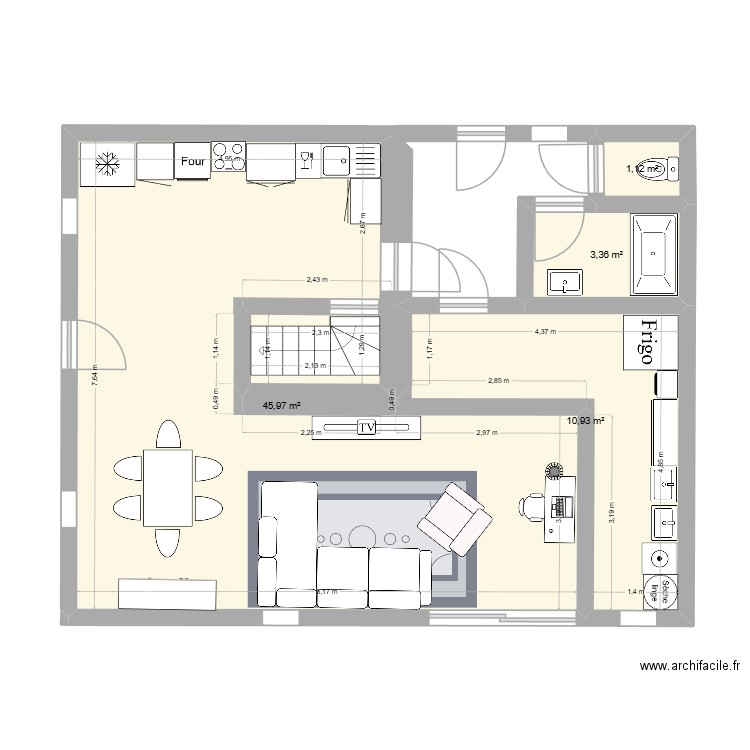 Maison Vero. Plan de 4 pièces et 61 m2