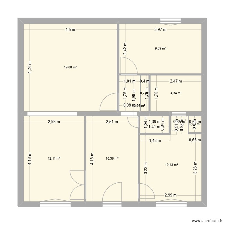 augier sans modification. Plan de 23 pièces et 211 m2