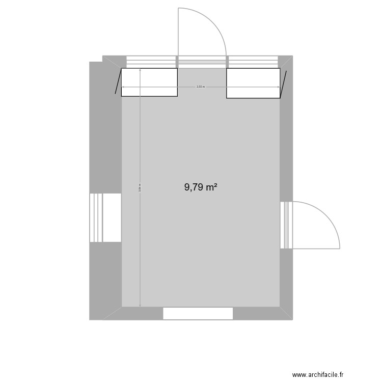 Cuisine. Plan de 1 pièce et 10 m2