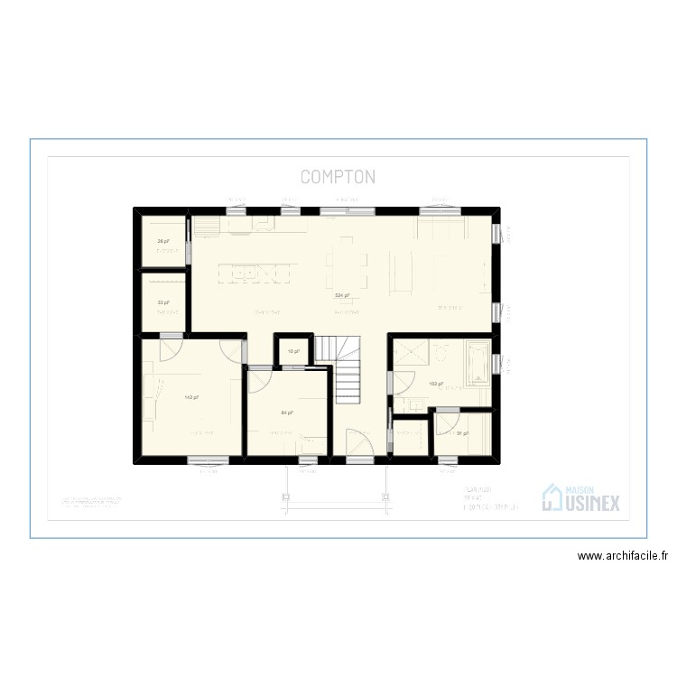 COMPTON 28’ X 40’ PLAN VIERGE. Plan de 8 pièces et 89 m2