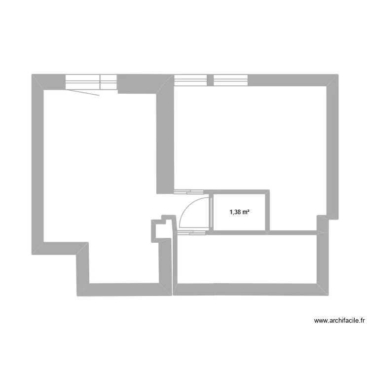 T2 SABLETTE pour modification. Plan de 1 pièce et 1 m²