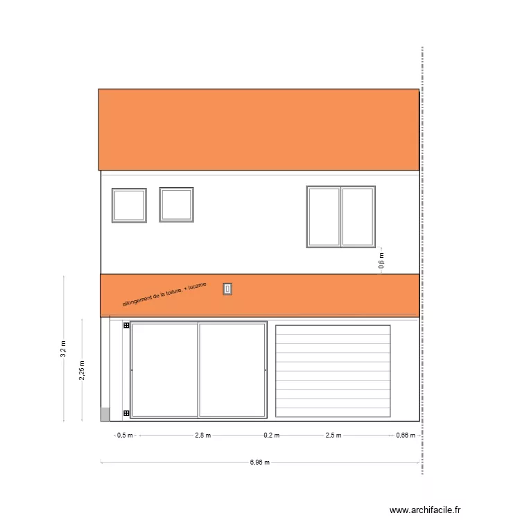 Facade projet. Plan de 
