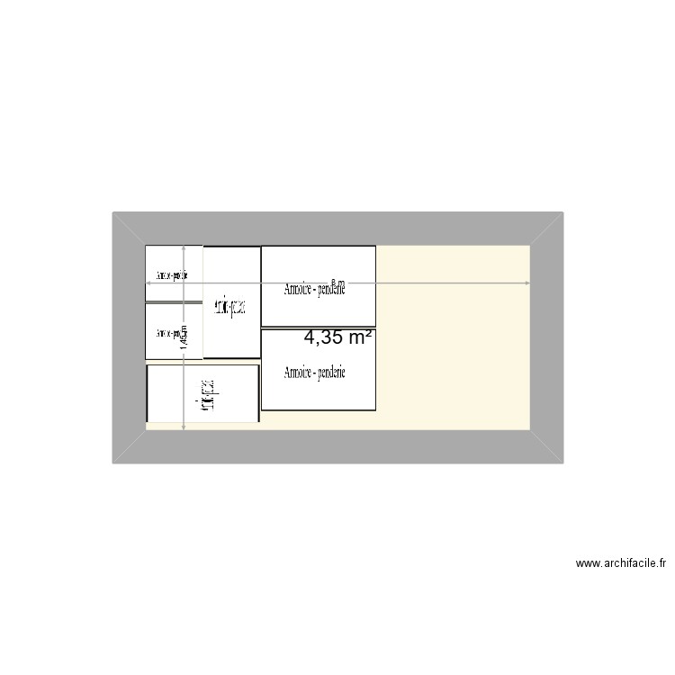 rideau. Plan de 1 pièce et 4 m2
