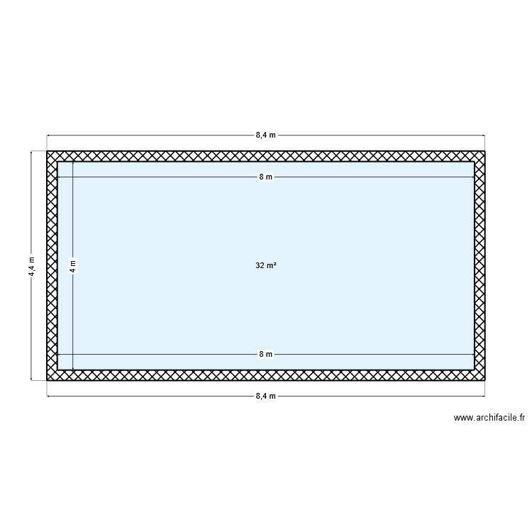 Plan piscine. Plan de 1 pièce et 32 m2