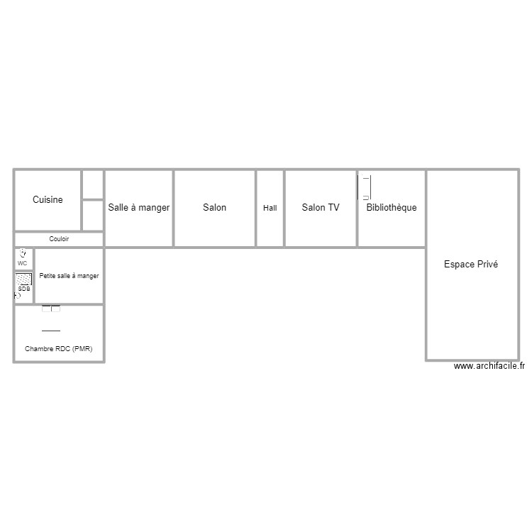 Rez de Chaussée avec détail aménagement. Plan de 0 pièce et 0 m2