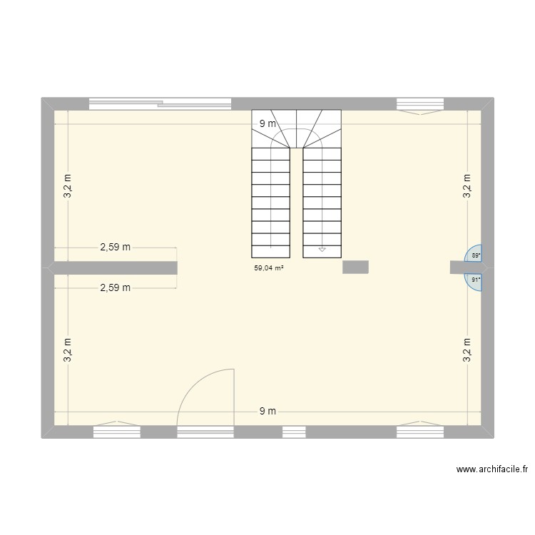 maison vallon. Plan de 1 pièce et 59 m2