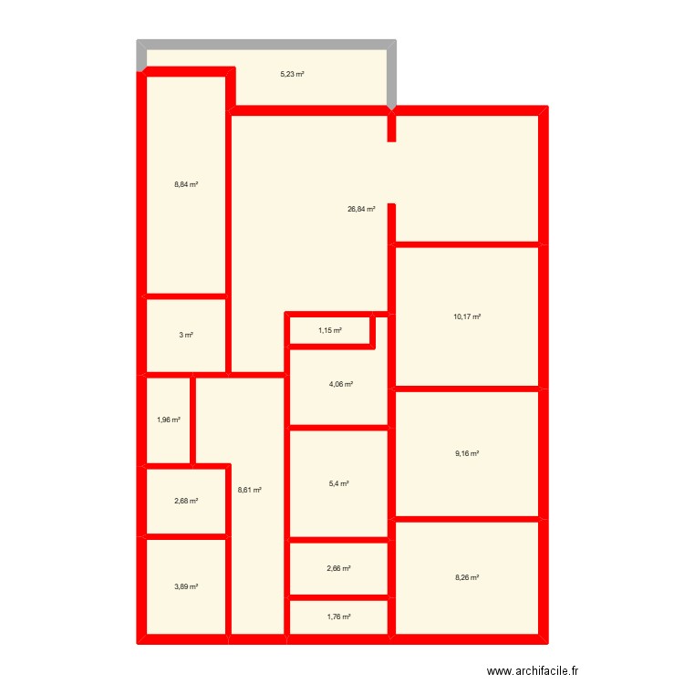 BI 283805. Plan de 16 pièces et 104 m2