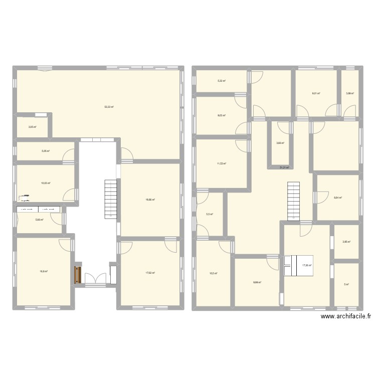 fanfic. Plan de 22 pièces et 285 m2