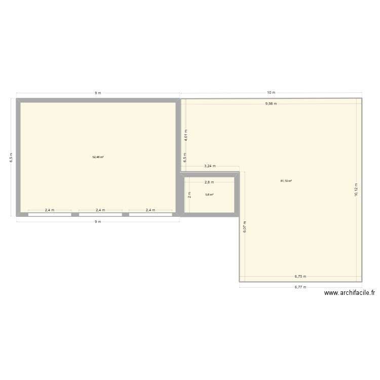 chenil nico. Plan de 3 pièces et 139 m2