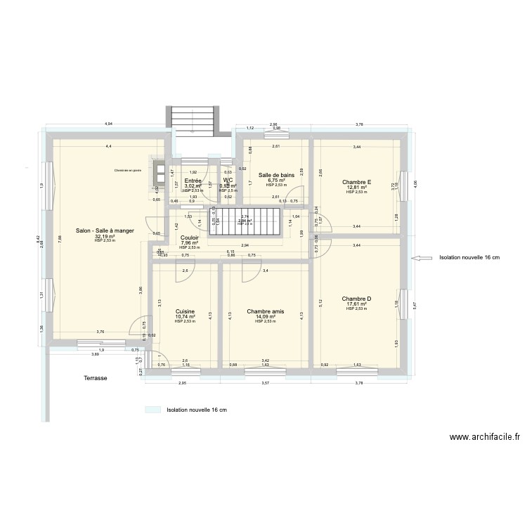 Verchères 18a - Rez-de-chaussée projet. Plan de 10 pièces et 109 m2