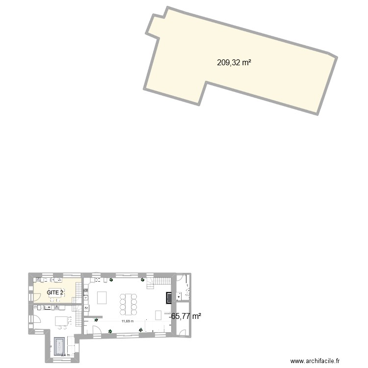 MAISON VENDOEUVRES. Plan de 3 pièces et 239 m2