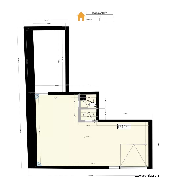 Plan Distillerie hors bâtiment. Plan de 2 et 52 m² Plan Distillerie hors bâtiment. Plan de 2 et 52 m²