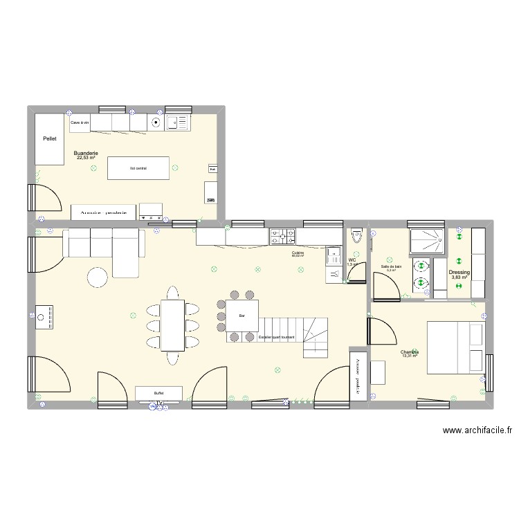 Maison La Prenessaye avec étage. Plan de 14 pièces et 201 m2