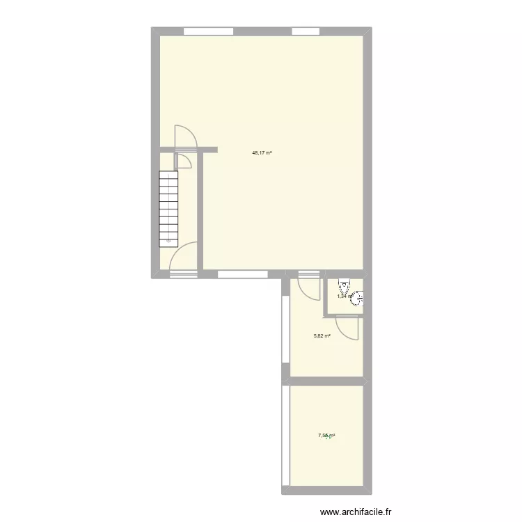 Rez de chauss&eacute;e. Plan de 4  et 63 m²