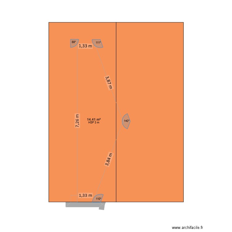 TEST. Plan de 1 pièce et 14 m2