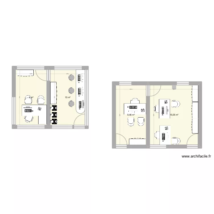Am&eacute;nagement ALGECO Entrep&ocirc;t. Plan de 4  et 44 m²