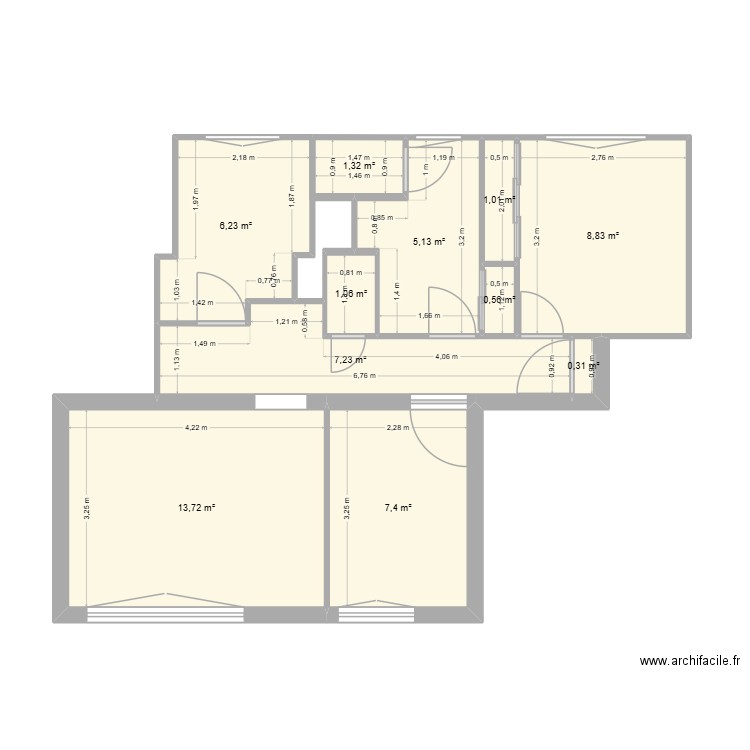 APPART FELIX KB. Plan de 11 pièces et 53 m2
