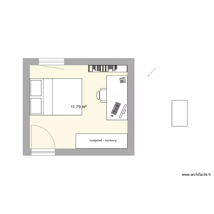 testchambrenanetnana. Plan de 1  et 12 m²