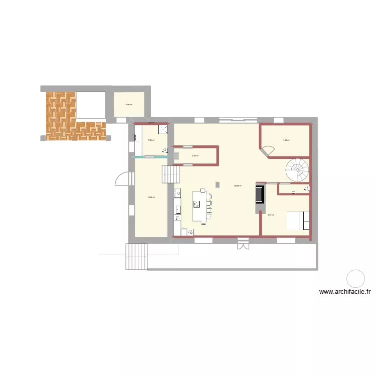 Bordeleix v13. Plan de 21  et 400 m²
