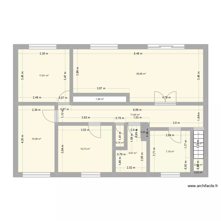 maison apres travaux. Plan de 13  et 87 m²