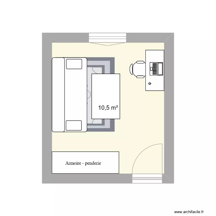 chambre F. Plan de 1  et 11 m²