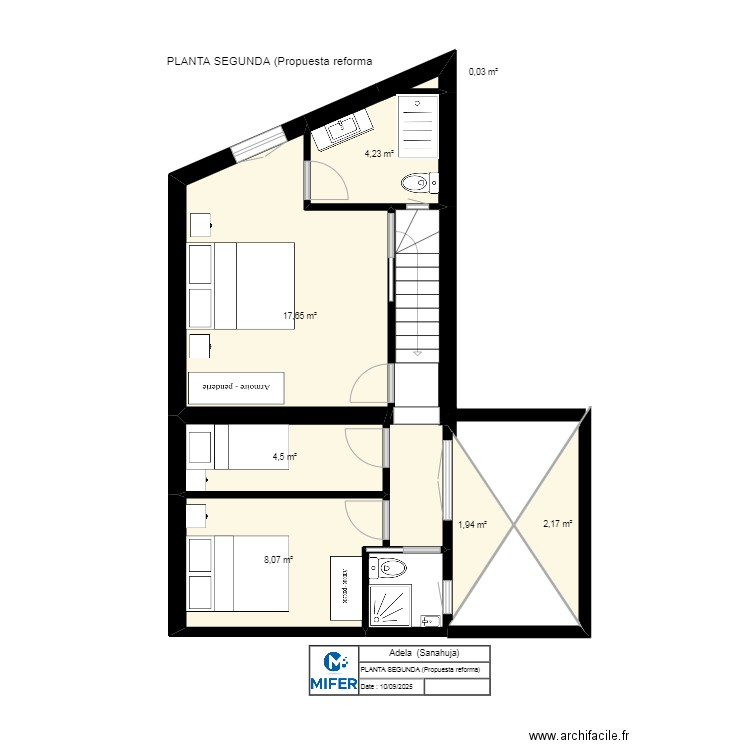 ADELA  (PLANTA SEGUNDA )  Propuesta reforma SANAHUJA. Plan de 7 pièces et 39 m2