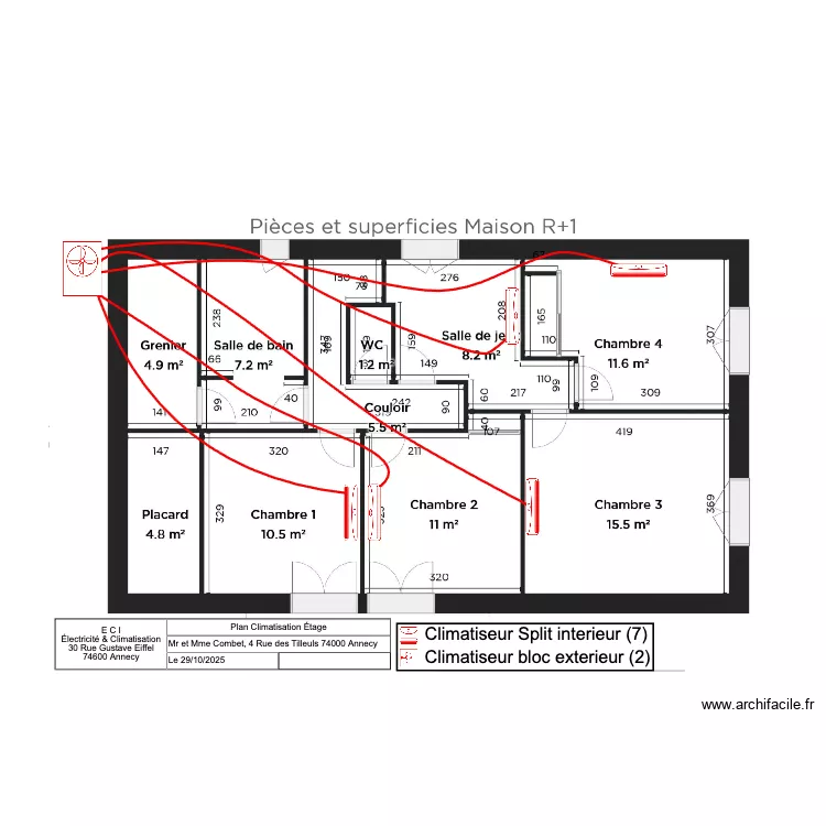 Combet Maison RDC & Etage. Plan de 