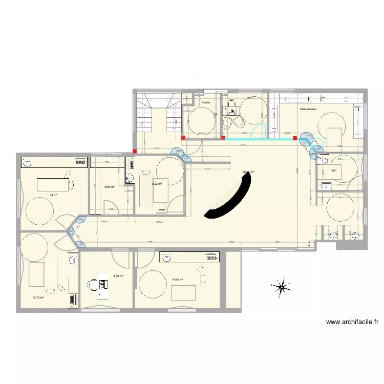 Leroux Barth version 1-B. Plan de 8  et 165 m²
