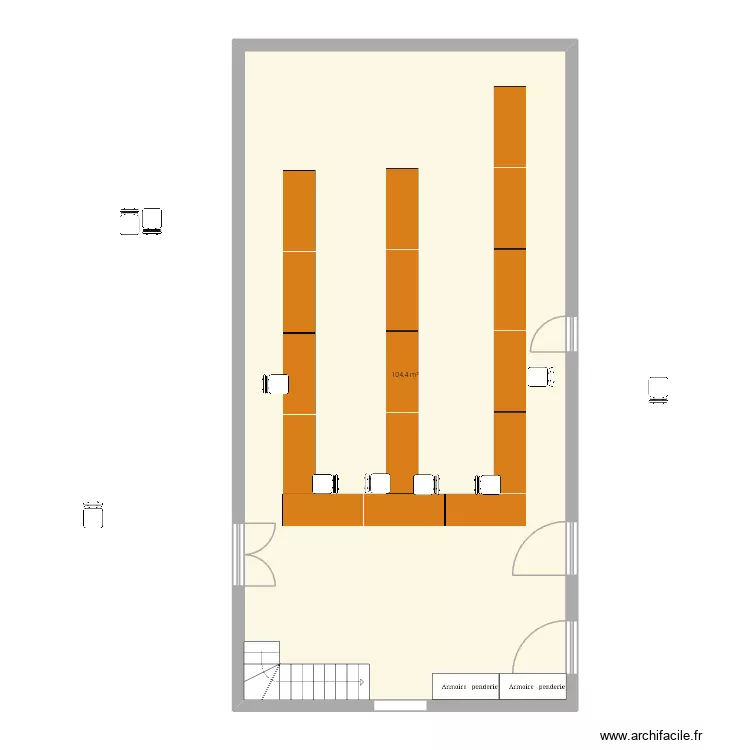 Salle du ch&ecirc;ne N&deg;3. Plan de 1 pièce et 104 m²