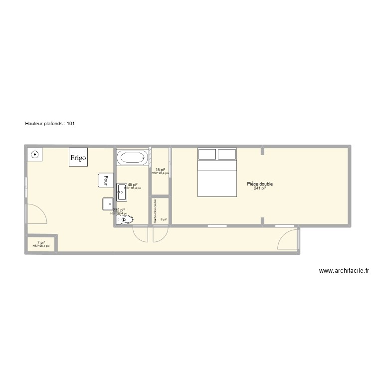 3700 Hochelaga 2e étage-PROJETÉ. Plan de 6 pièces et 51 m2