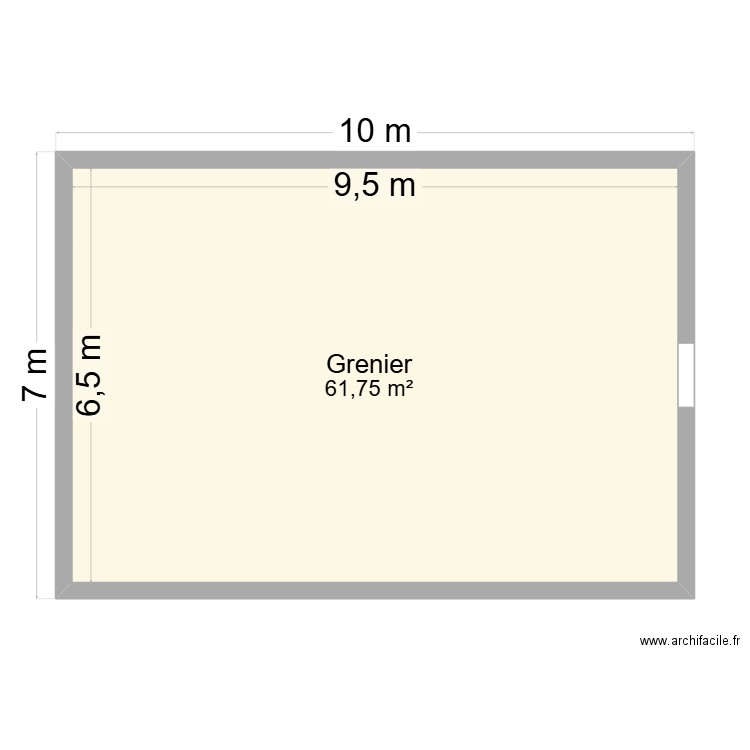 Plan grenier. Plan de 1 pièce et 62 m2