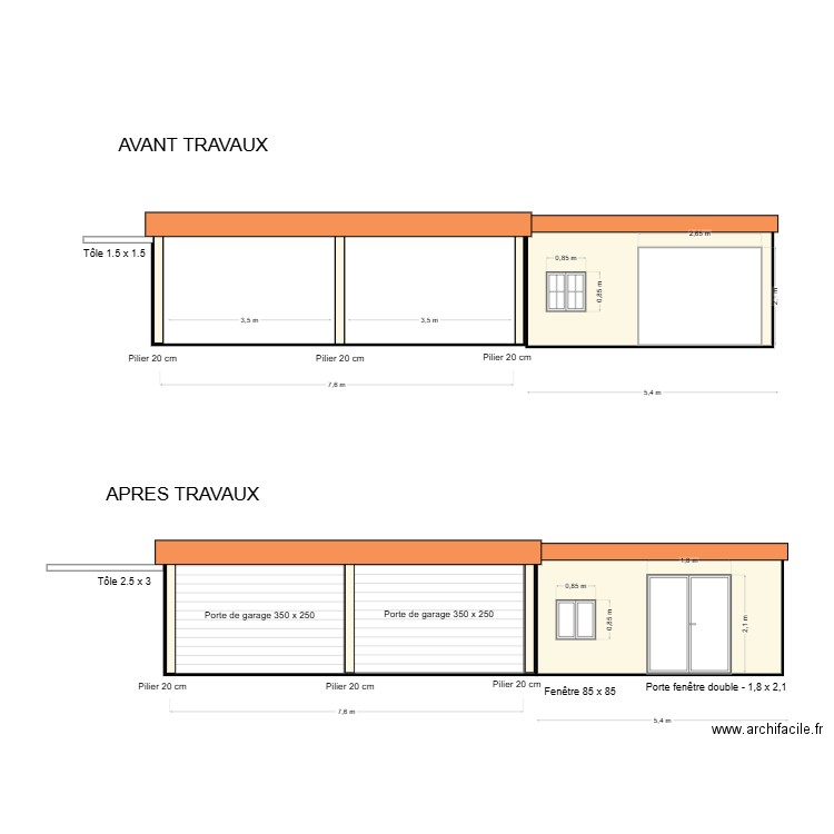 V3 PLAN DE FACADE OUEST - APRES TRAVAUX. Plan de 0 pièce et 0 m2