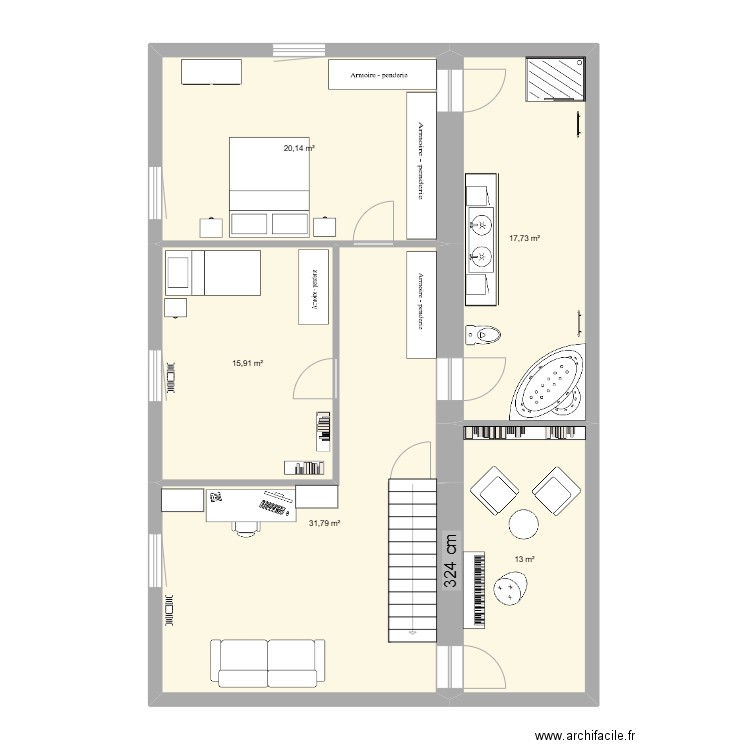 ETAGE Escalier conservé + espace lumineux. Plan de 0 pièce et 0 m2