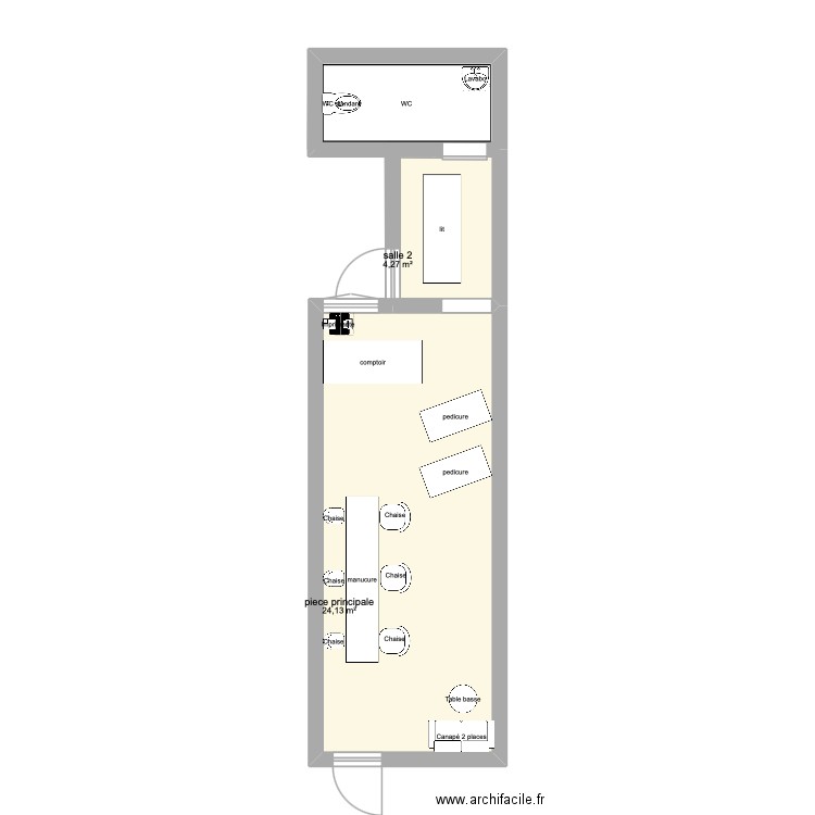maisonbeaute. Plan de 2 pièces et 28 m2