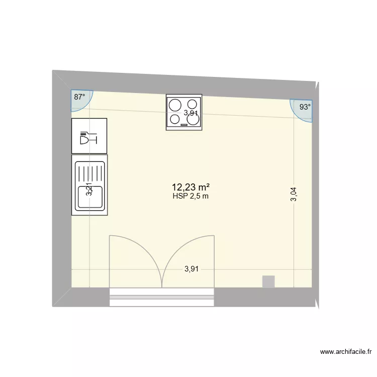 LES ALEXIS CUISINE. Plan de 1  et 12 m²