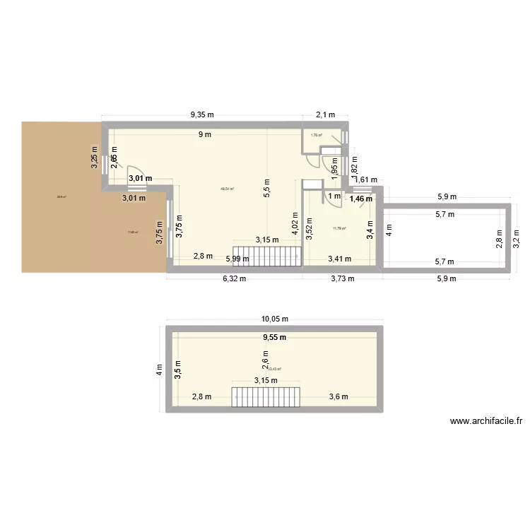 Villeneuve 1. Plan de 4 et 97 m² Villeneuve 1. Plan de 4 et 97 m²
