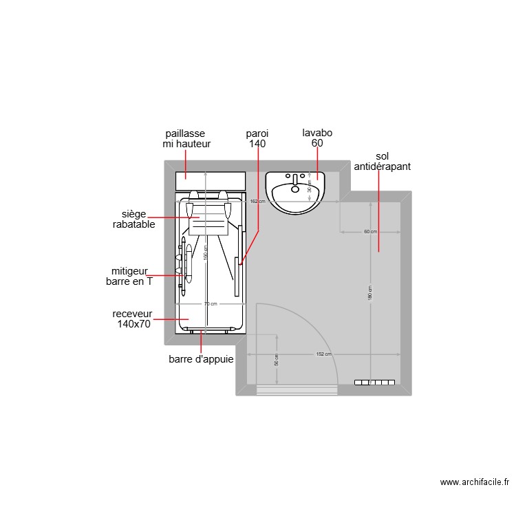 mandille. Plan de 1 pièce et 4 m2