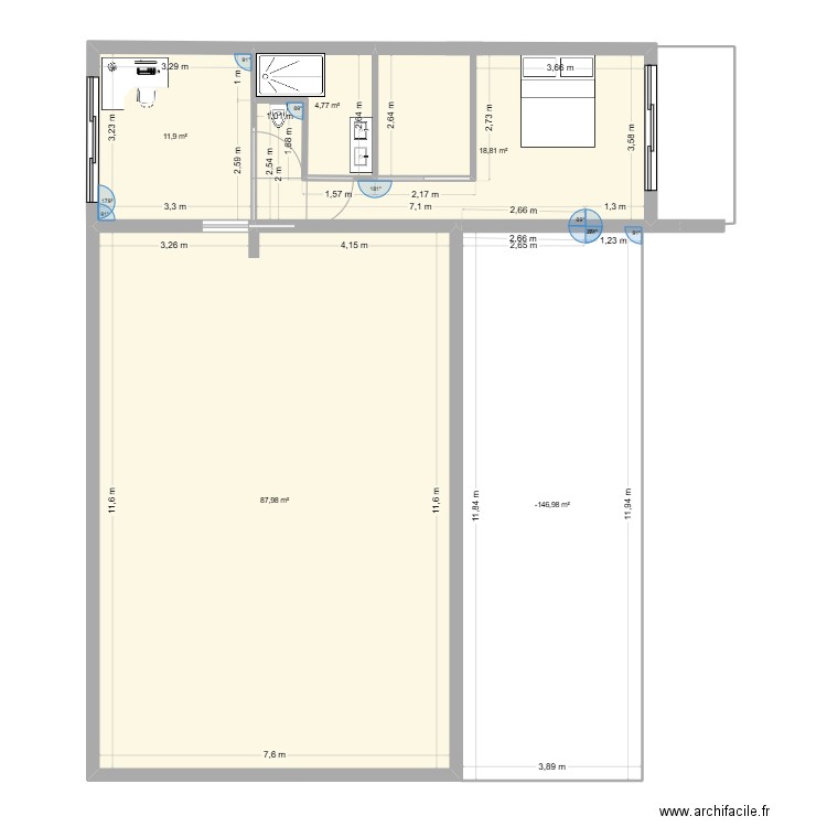 ext. Plan de 5 pièces et 170 m2