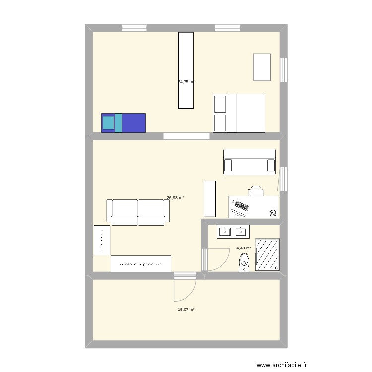 maison. Plan de 4 pièces et 71 m2