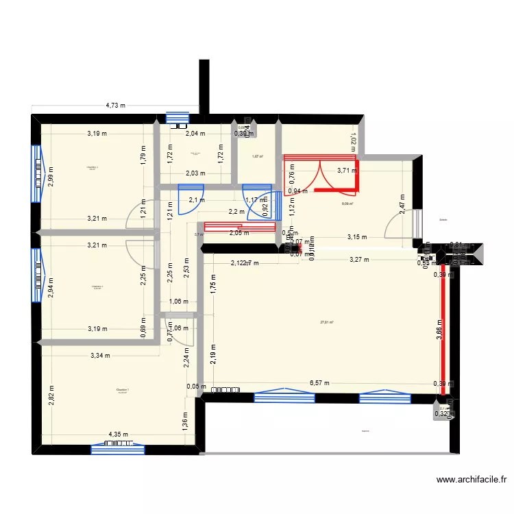 Nouvelle cloisons. Plan de 13 et 83 m² Nouvelle cloisons. Plan de 13 et 83 m²