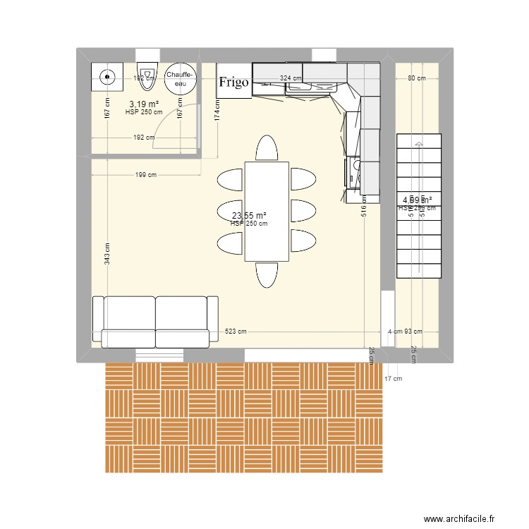 BATIMENT AUQUEMESNIL GITE bis meublé. Plan de 9 pièces et 79 m2