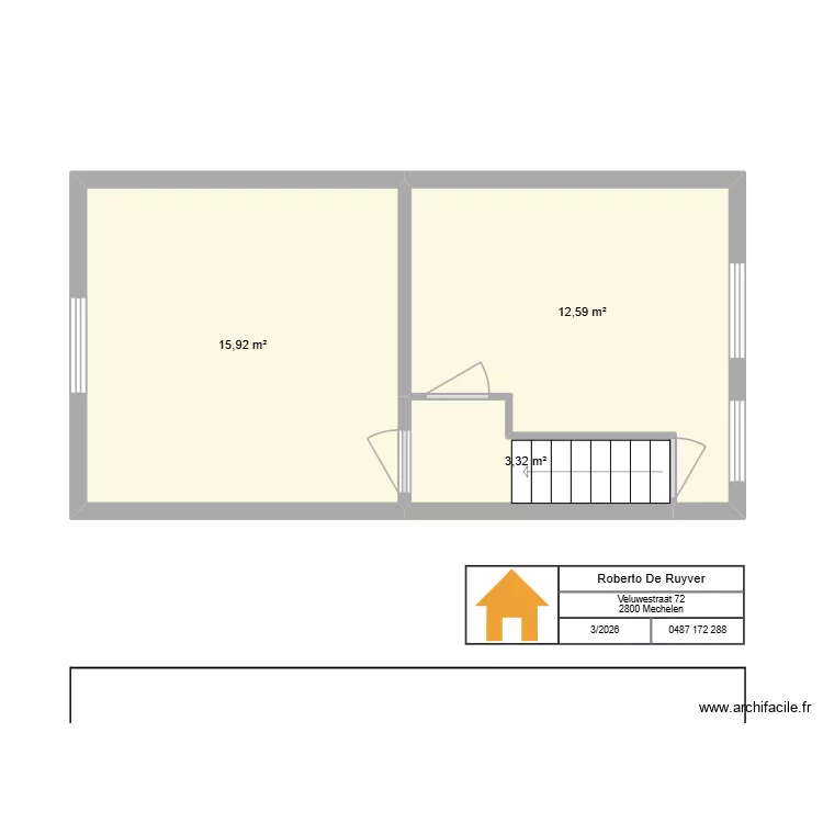 Roberto 1ste verdiep.. Plan de 3  et 32 m²