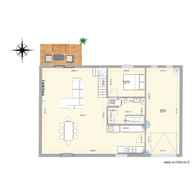 plan 1 à aménager. Plan de 4 pièces et 103 m2