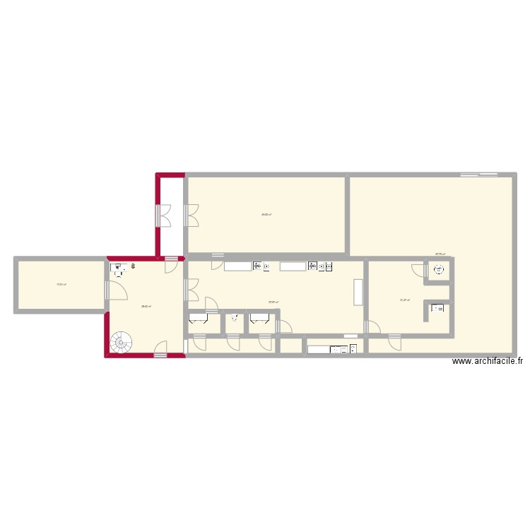 Renov labo. Plan de 6 pièces et 263 m2