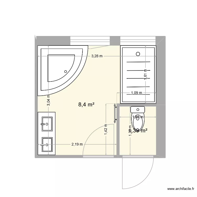 MEAUME. Plan de 2  et 10 m²