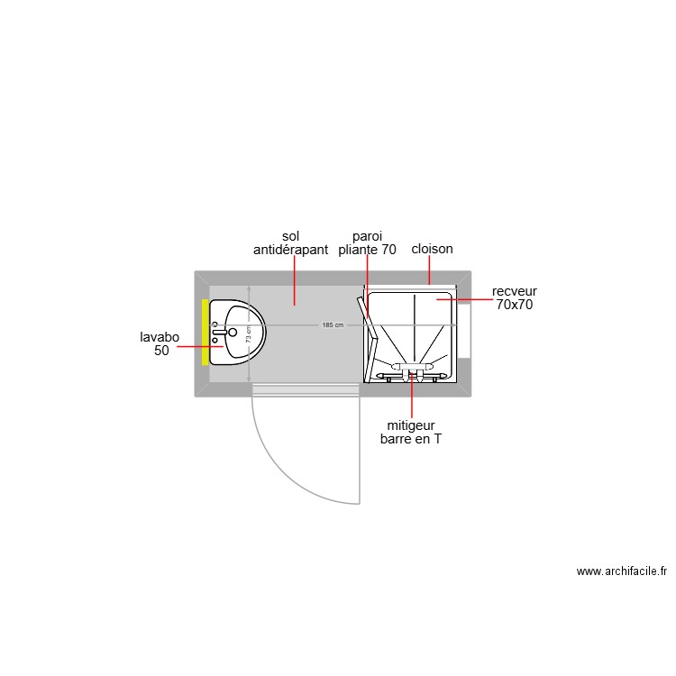 pintureau. Plan de 1 pièce et 1 m2
